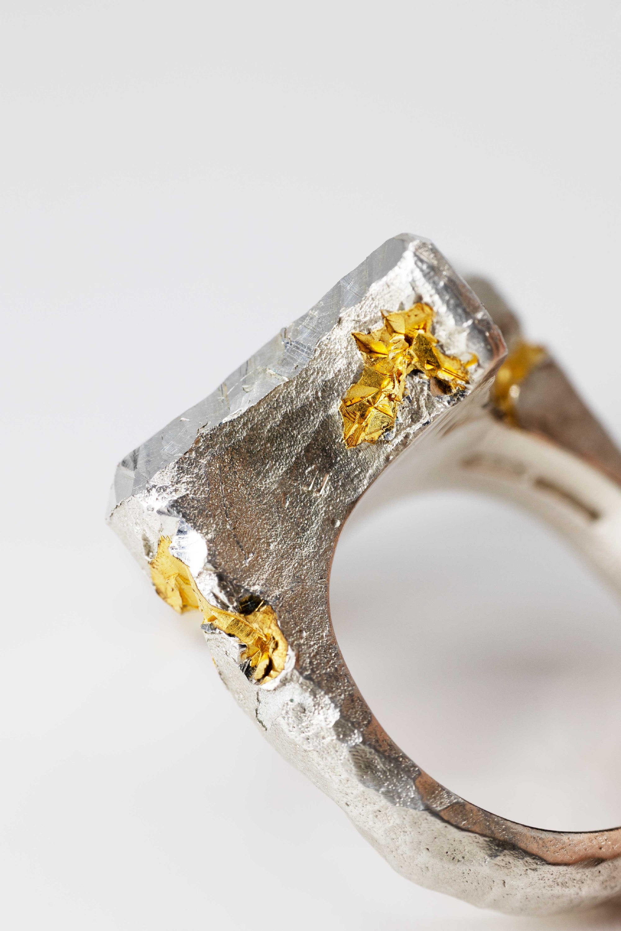 Acruxis Ring | Sterling Silver, 18ct Yellow Gold Plating & a Single White Diamond