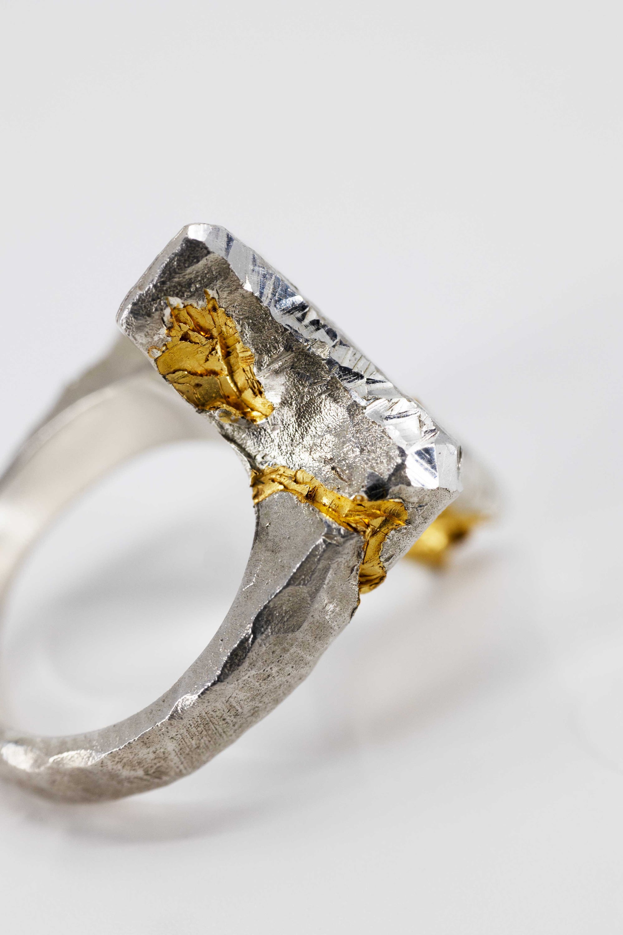 Acruxis Ring | Sterling Silver, 18ct Yellow Gold Plating & a Single White Diamond